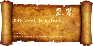 Réczei Nikolett névjegykártya